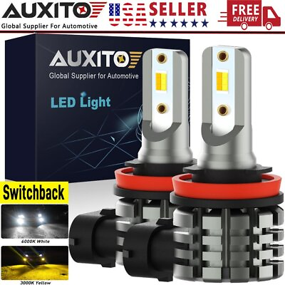 #ad H8 H11 Dual Color Switchback White Amber 6SMD LED CSP Fog Light Bulbs 30W 4000LM $22.79