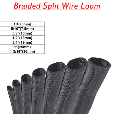 #ad Split Wire Loom Braided Cable Sleeve Wires Harness Wrap Sleeving Protective Lot $23.74