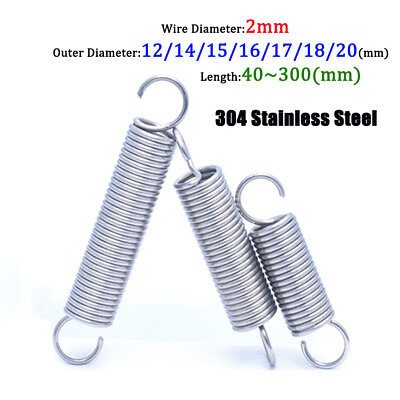 #ad 2mm Tension Spring Double Hook Spring Stainless Steel Stretch Spring L=10 400mm $4.99