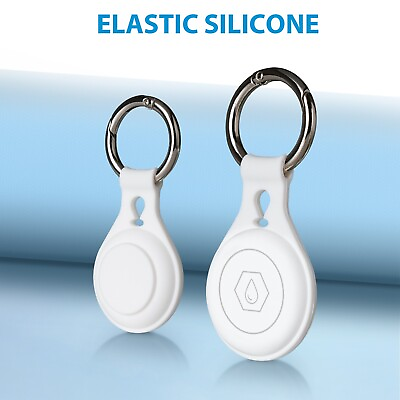 #ad New NG 2 pack white Airtag Silicone Protective Case for Apple keychain backpack $6.99