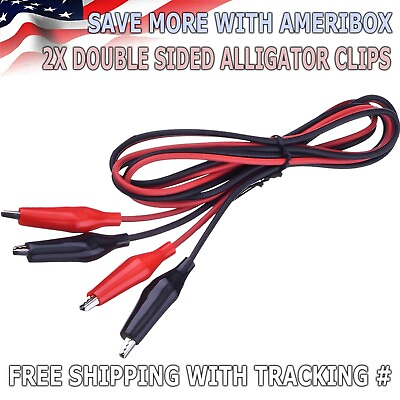 #ad Pair of Dual Red amp; Black Test Leads with Alligator Clips Jumper Cable Wire $2.95