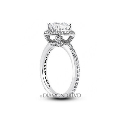 #ad 3.82ct Total D VVS1 Ex Cut Square Radiant Diamonds 18KW Halo Accents Ring 7.9gr $1386.00