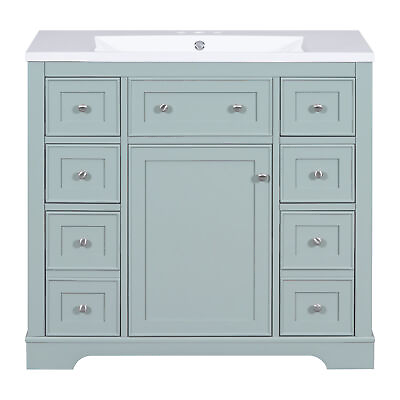 #ad 36quot;Bathroom Vanity with Sink Combo One Cabinet and Six DrawersSolid Wood Green $501.15