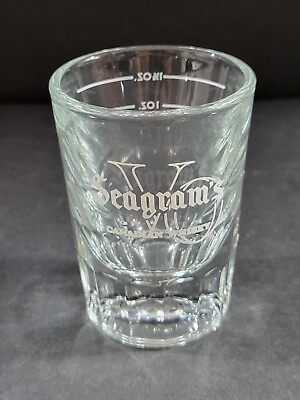 #ad Vintage Seagram#x27;s VO Canadian Whiskey Shot Glass White On Clear 1.5 oz $19.98