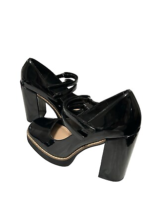 #ad Steve Madden Black Twice Mary Jane Patent Leather Block Heel Platform Size 10M $55.96