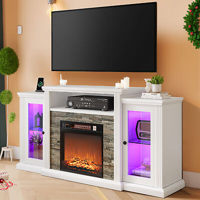 #ad LED Fireplace TV Stand With Power Outlet for 70quot; TV Entertainment Center Cabinet $229.99