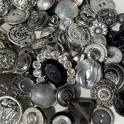 #ad Premium MIXED LOT All Kinds Of SILVER amp; ANTIQUE SILVER Buttons All Sizes $9.99