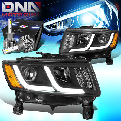 #ad FOR 2014 2016 GRAND CHEROKEE DRL PROJECTOR HEADLIGHT W LED KIT SLIM STYLE BLACK $262.35