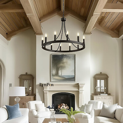 #ad Modern Large Chandelier Black 12 Light Fixture Ceiling Hanging Lamp Living Room $144.00