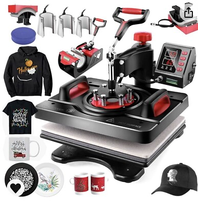 #ad Digital Heat Press Transfer Machine Heating Combo 8 in 1 with Attachments Print✨ $239.00