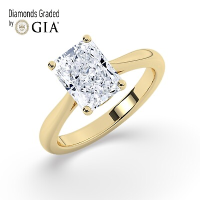 #ad GIA1 CTSolitaire 100% Natural Radiant Diamonds Engagement Ring18K Yellow Gold $4568.00