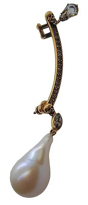 #ad ALEXANDER McQUEEN Pearl Crystal Ear Cuff Jewelled Skull Single Gold Tone OS NEW GBP 275.00
