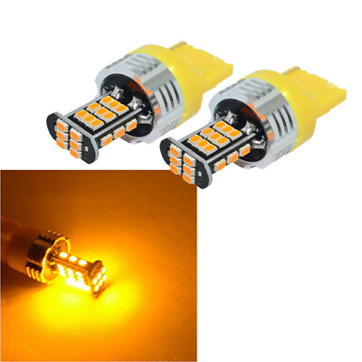 #ad 2x 7440 W21W T20 LED Turn Signal Blinker Light 2000 Lumens Amber Yellow 3020 LED $19.99