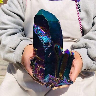 #ad 4.37LB Natural color plated mineral standard quartz crystal energy healingHH470 $160.00