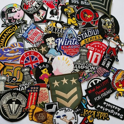 #ad Mixed Random Patches Clothing Badges Iron Embroidered Applique Sew On 24 Pcs $10.80