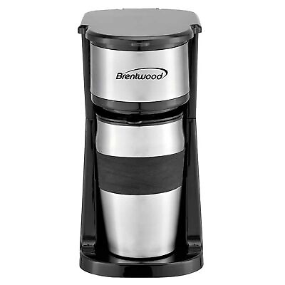 #ad Brentwood Portable Single Serve Coffee Maker with 14oz Travel Mug in Black $79.55