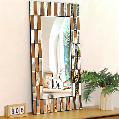 #ad Wisfor Full Length Art Decorative Wall Mirror w 3D Glass Living Room Decor $129.90