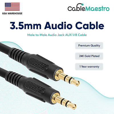 #ad 3.5mm AUX Cable Audio Headphone Male to Male 1 8quot; Stereo Cord Car iPhone Samsung $3.95