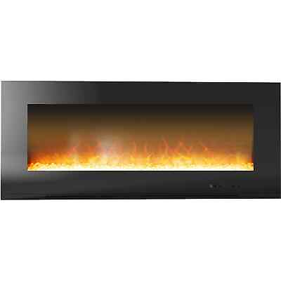 #ad Cambridge Metropolitan 56quot; Wall Mount Electric Fireplace in Black with Crystal $465.22