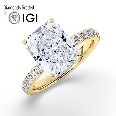 #ad IGI 5CT Solitaire Lab Grown Radiant Diamond Engagement Ring 18K Yellow Gold $4582.80