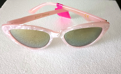 #ad Betsy Johnson Pink Cat Eye Iridescent Mirrored Sunglasses NWT $18.95