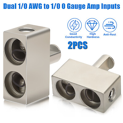 #ad 2x Car Audio Power Ground Dual 1 0 Gauge To 1 0 Gauge Offset Amp Input Reducers $13.98