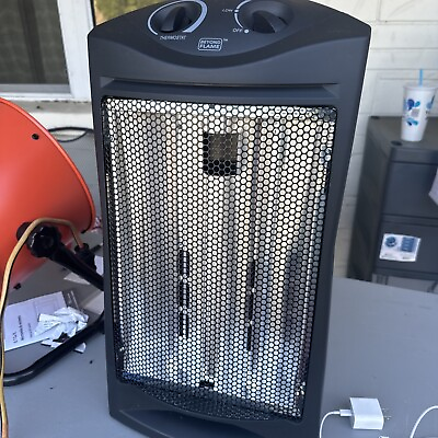 #ad NEW 1500 Watt Black Electric Tower Quartz Infrared Space Heater with Thermostat $45.00