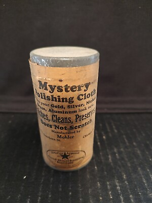 #ad Vtg Mystery Polishing Cloth Tin Can Still Sealed NOS $35.00