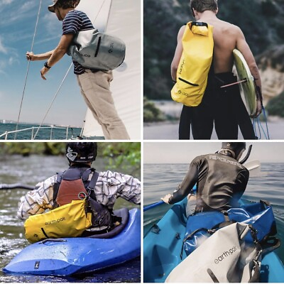 #ad New Earth Pak Waterproof Dry Bag Zippered Pocket Phone Case Grey 30L Camping $20.00