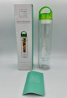 #ad NIB Savvy Infusion Water Bottle Fruit Infuser 32oz BPA Free Leak Proof GREEN $6.99