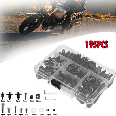 #ad 195X Motorcycle Screw Nut Bolt Cap Cover For Yamaha Kawasaki Honda Kits Durable GBP 22.99