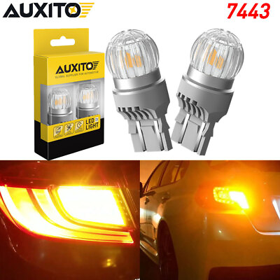 #ad 2x 7443 7444 LED Turn Signal Parking Light Bulbs Yellow Error Free Canbus AUXITO $17.59