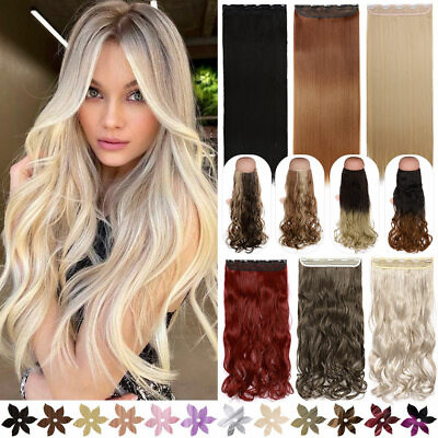 #ad CLEARANCE One Piece THICK Real Clip in as Remy Human Hair Extensions Full Head H $16.11