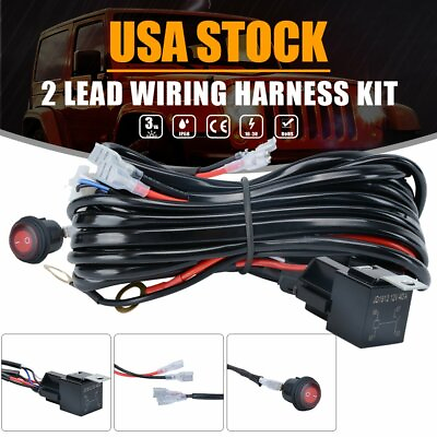 #ad Wiring Harness Kit LED Light Bar 12V 40Amp Relay Fuse ON Off Switch 2 Lead $9.49