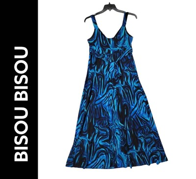 #ad Bisou Bisou Women Multicolored Size 12 Casual Stretch Maxi Dress Sleeveless $18.75