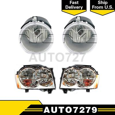 #ad TYC Left Right 4X Headlight Assembly Fog Light Assembly For Grand Cherokee Jeep $295.97