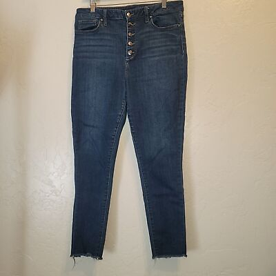 #ad Joes Jeans Womens Sz 32 High Waist Jeans Button Fly Dark Wash Frayed Hem Stretch $31.77