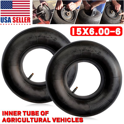 #ad Pair of 15x6.00 6 Lawn Mower Tire Inner Tubes 15X6 6 15X6x6 15 6x6 TR13 Valve $14.19