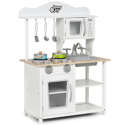 #ad Wooden Pretend Play Kitchen Set for Kids Toddlers w Accessories amp; Sink $69.49