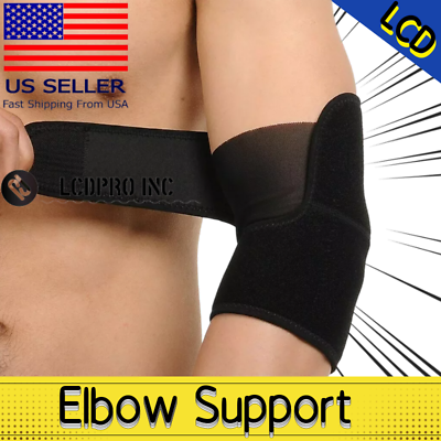 #ad #ad Elbow Sleeve Brace Wrap Adjustable Support Arm Arthritis Tendonitis Pain Relief $6.29