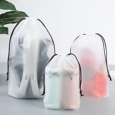 #ad Clear Travel Clothes Bags Frosted Resealable Bag Drawstring Storage Bag Supply AU $2.88
