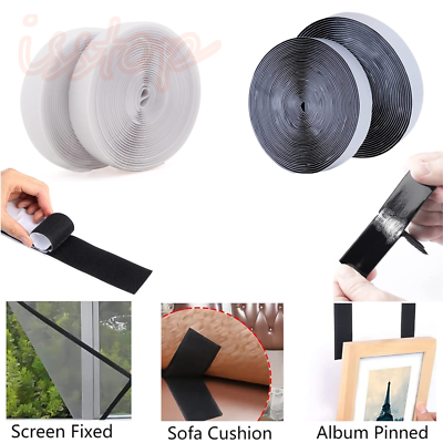 #ad 16.4FT Self Adhesive Stick Tape Hook amp; Loop Sticky Back Strips Fastener Roll US $8.04