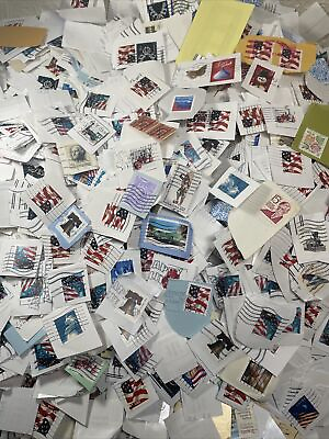 #ad Worldwide US Used Stamp Lot Thousands of stamps 2 pounds On Off Paper #B $29.95