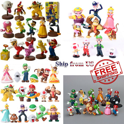 #ad Super Mario Bros Mario Cake Toppers Party Action Figures Birthday Gift Toys $25.99