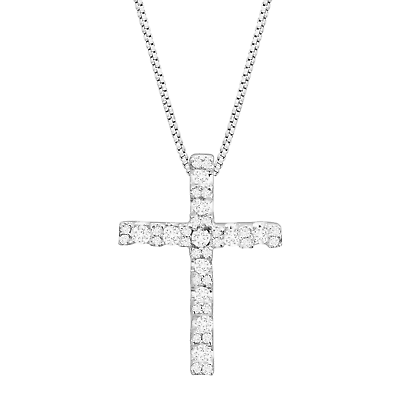 #ad #ad Finecraft Cross Pendant Necklace with Cubic Zirconia in Sterling Silver 18quot; $39.99