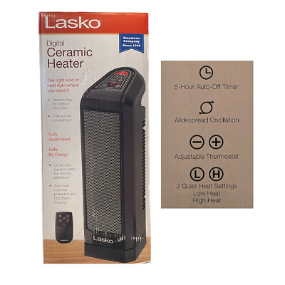 #ad Lasko 16quot; Digital Ceramic Tower Heater with Remote Control Table or Floor Use $39.00