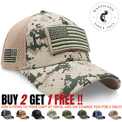 #ad Baseball Cap USA Flag American Mens Hat Military Patch Mesh Tactical Army Caps $11.94