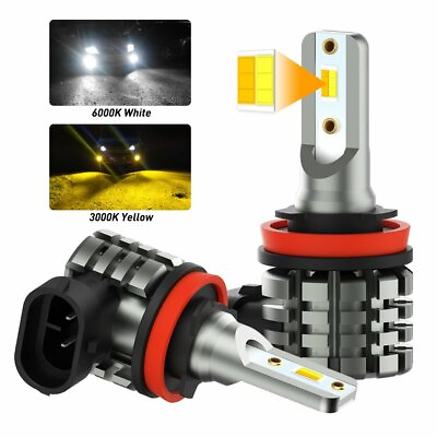 #ad 2x H8 H11 Dual Color Switchback White Amber LED CSP Fog Light Bulbs 60W 4000LM $22.79