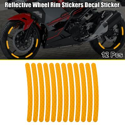 #ad 12pcs Universal Car Reflective Wheel Rim Stickers for 16#x27;#x27; 17#x27;#x27; Wheel Orange $6.99