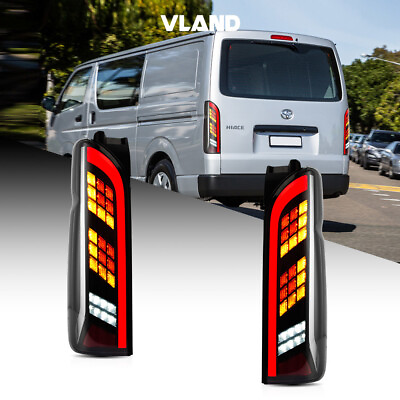 #ad VLAND For 2005 2018 Toyota Hiace LED Tail Lights Rear Lamp Sequential Smoke Lens $156.95